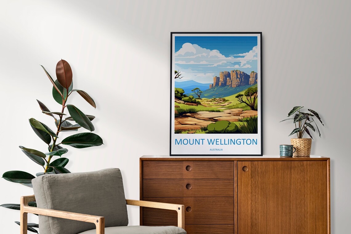 Mount Wellington Australia Illustrated Rocky Plateau Travel Poster - Image 2