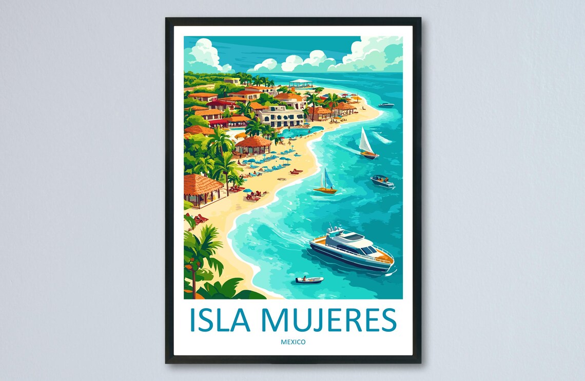 Isla Mujeres Travel Poster, Wall Art Print