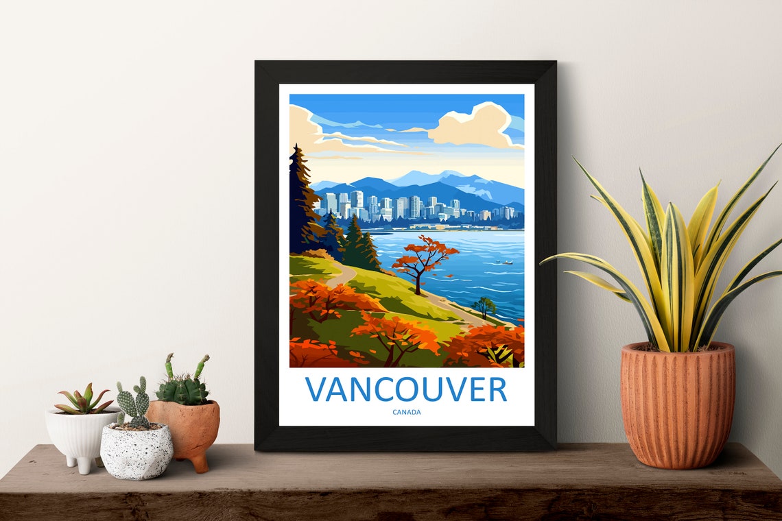 Vancouver Canada Skyline Across Sparkling Water Autumn Colors Poster - Image 3
