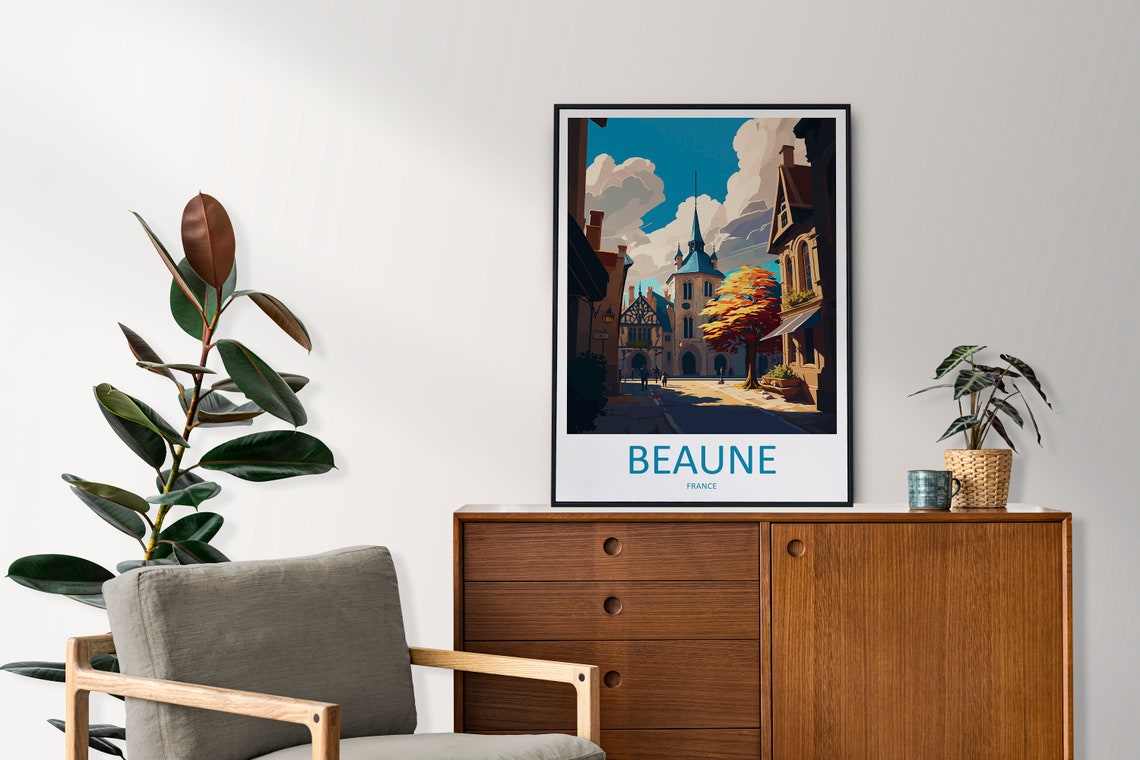Beaune France Historic Old Town Square Scene Artistic Travel Poster - Image 2