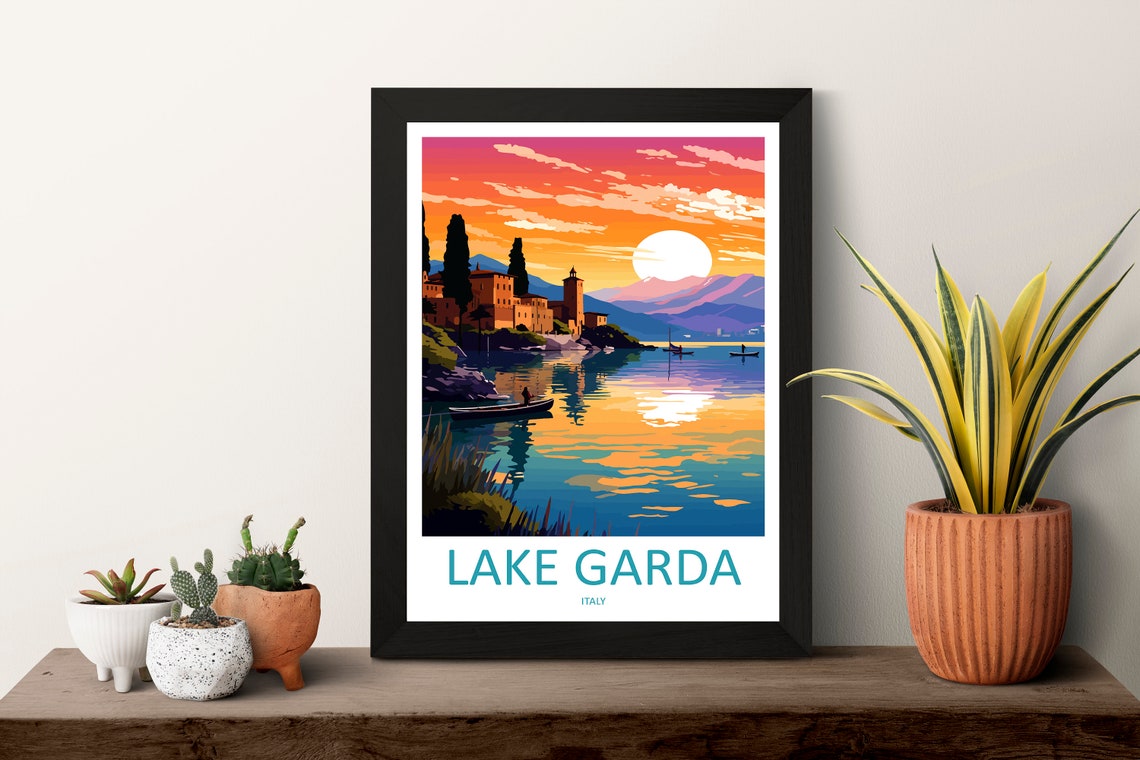 Lake Garda Travel Print Wall Art Lake Garda Wall Hanging Home Decoration Lake Garda Gift Art Lovers Wall Art Print Art Lake Garda Travel Art - Image 3