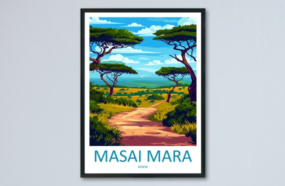 Masai Mara Travel Print, Kenya Wall Art