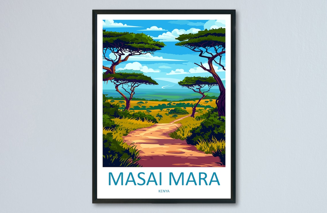 Masai Mara Travel Print, Kenya Wall Art