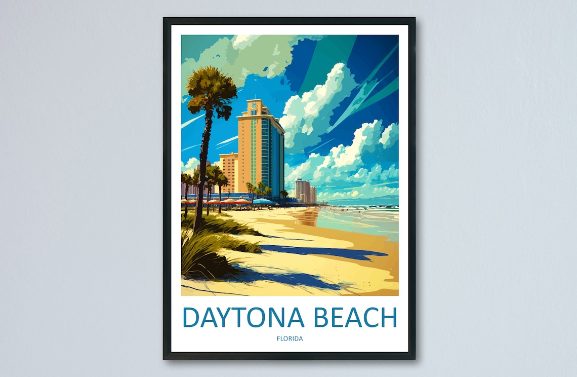 Daytona Beach Travel Poster, Florida Wall Art