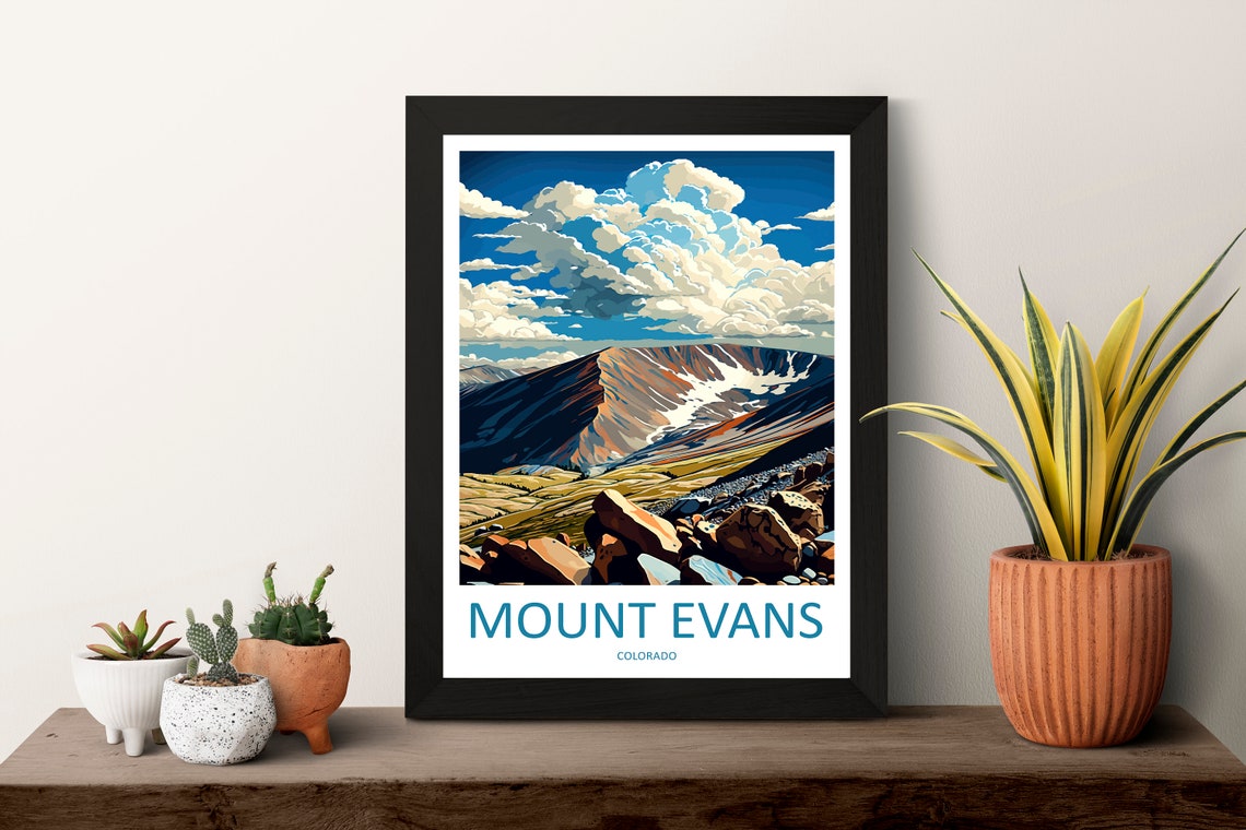 Mount Evans Colorado Rocky Summit Clouds Alpine Trail Travel Poster - Image 3