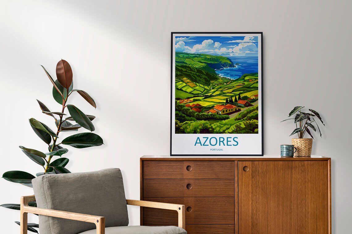 Azores Travel Print Wall Art Azores Wall Hanging Home Dcor Azores Gift Art Lovers Portugal Art Lover Gift Azores Wall Dcor Print - Image 2