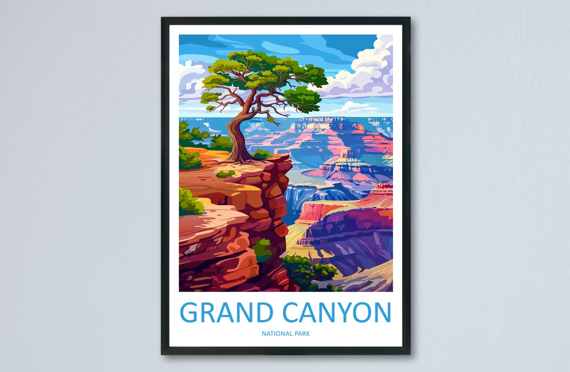Grand Canyon National Park Desert Tree Overlook Travel Poster