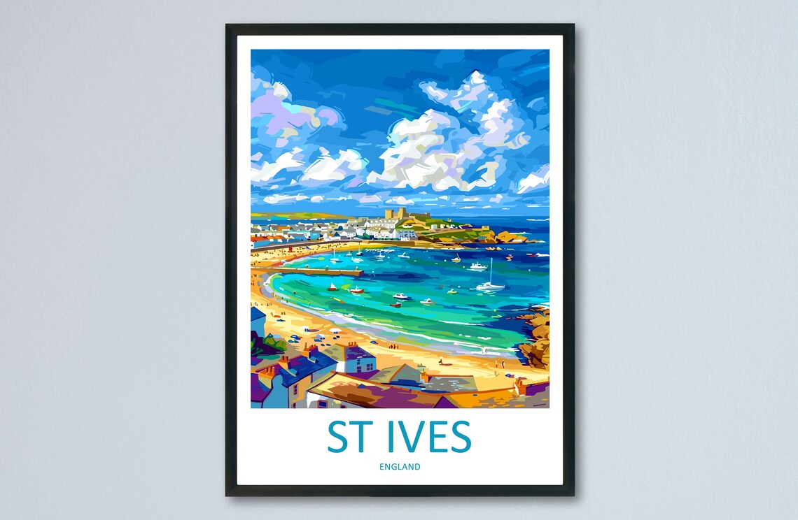 St Ives Travel Poster, Cornwall Art Print