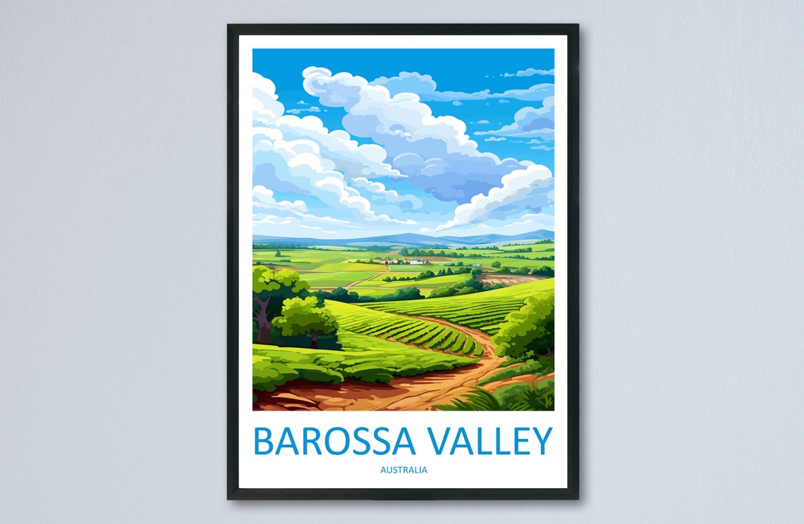 Barossa Valley Neat Vineyard Rows Rolling Over Green Wine Hills Poster