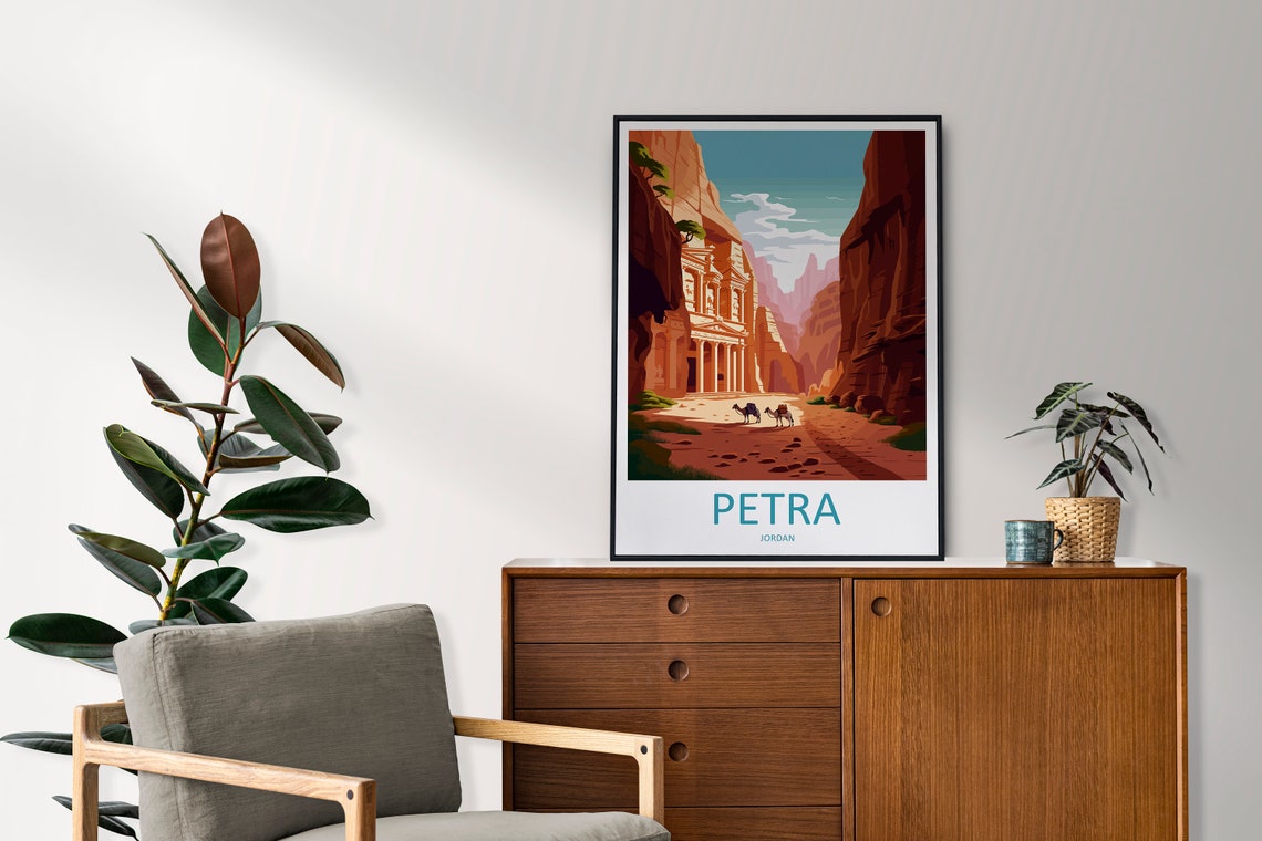 Petra Jordan Treasury Canyon Ancient Desert Sunset Travel Poster - Image 2