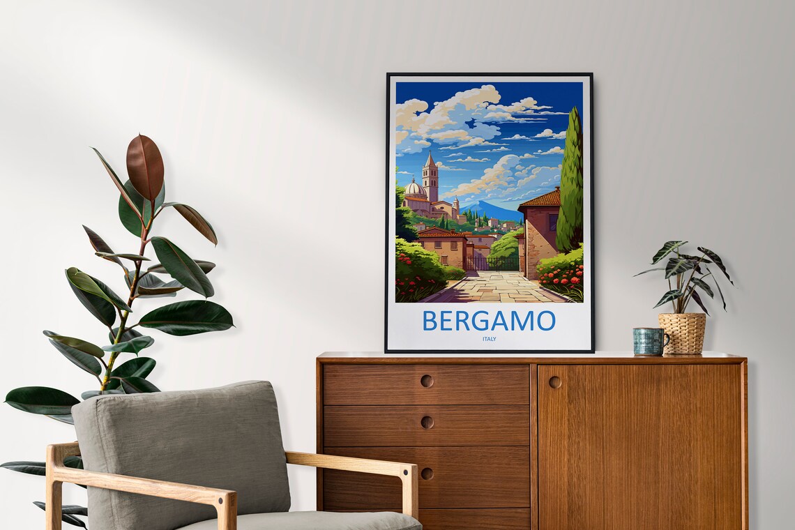 Bergamo Travel Poster, Italy Place Print - Image 2
