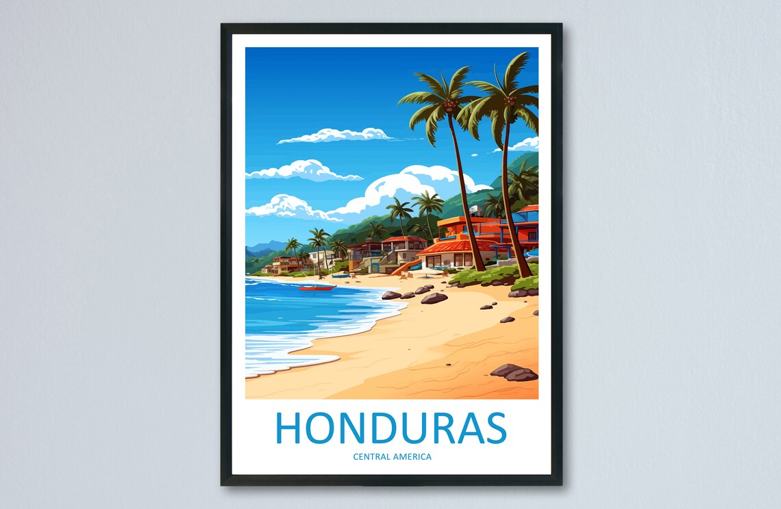 Honduras Travel Poster, Latin America Wall Art