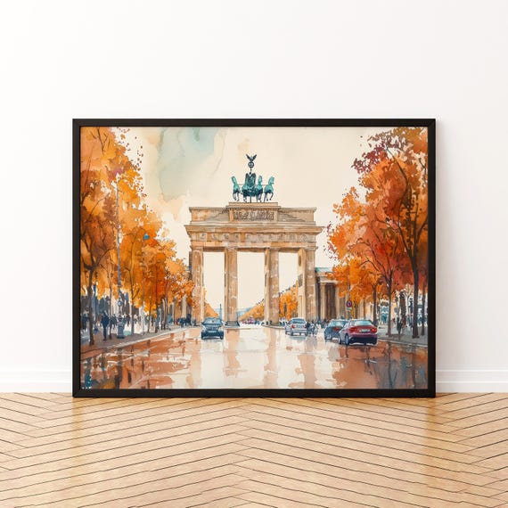 Berlin Watercolor Poster Landscape Wall Art Hanging Home Dcor Gift Lovers Germany
