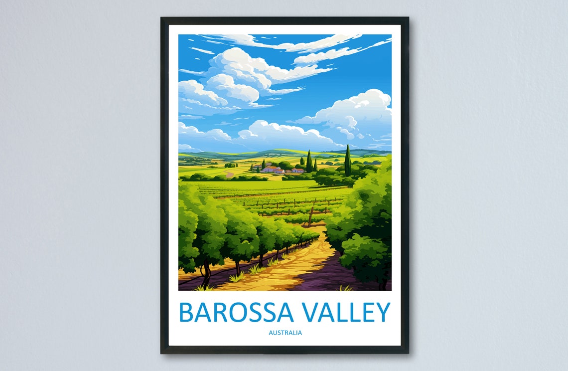 Barossa Valley Vineyard Rows Wine Country Australia Travel Poster