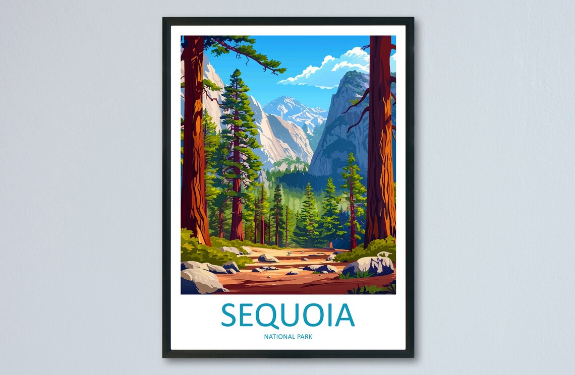Sequoia National Park Travel Poster, California Landscape