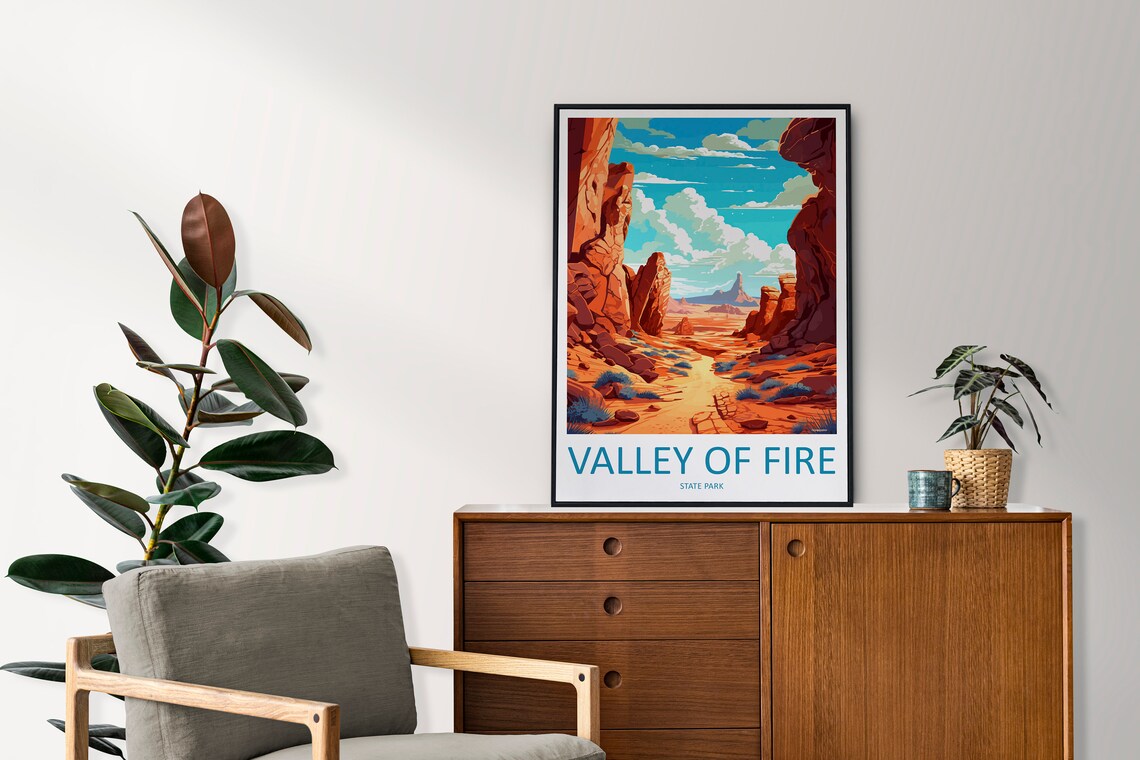 Valley of Fire State Park Red Rock Desert Canyon Nevada Travel Poster - Image 2