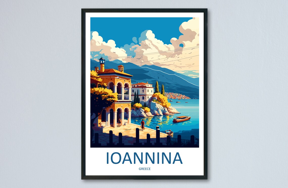 Ioannina Greece Travel Poster, European Wall Art