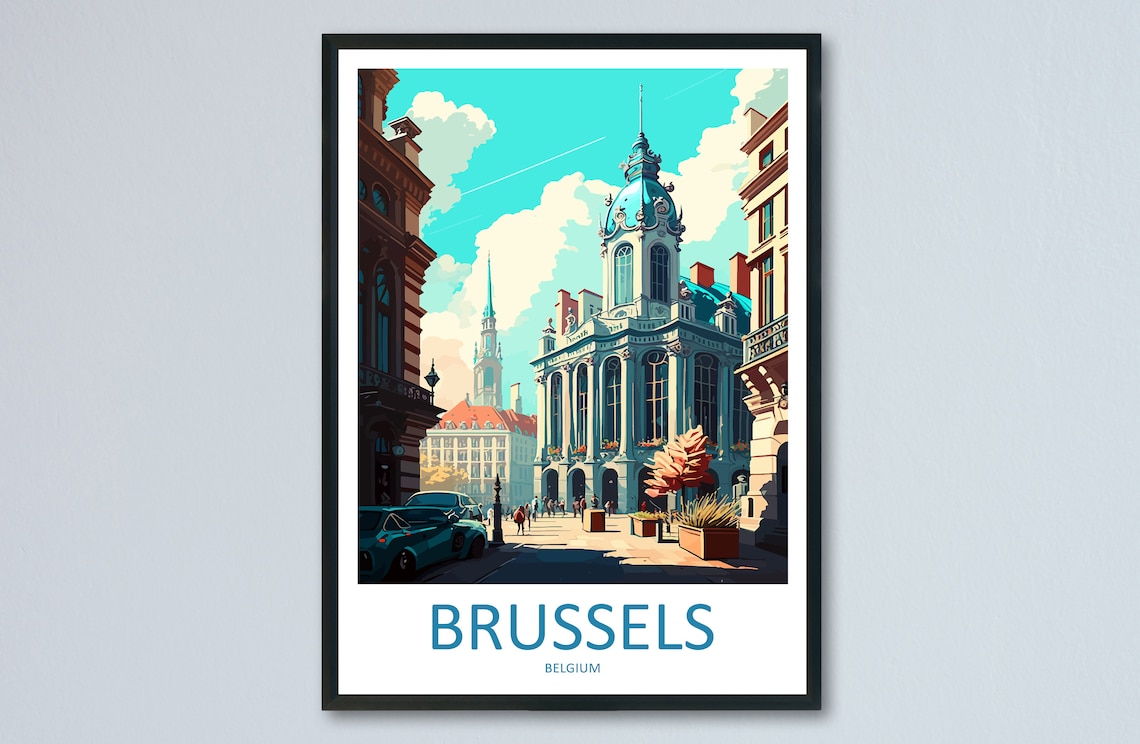 Brussels Travel Poster, Belgium Wall Art