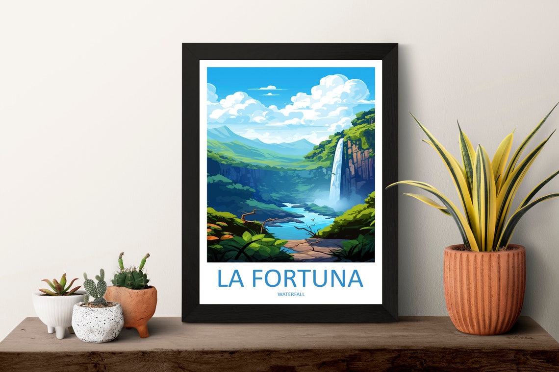 La Fortuna Waterfall Costa Rica Jungle Falls Tropical Travel Poster - Image 3
