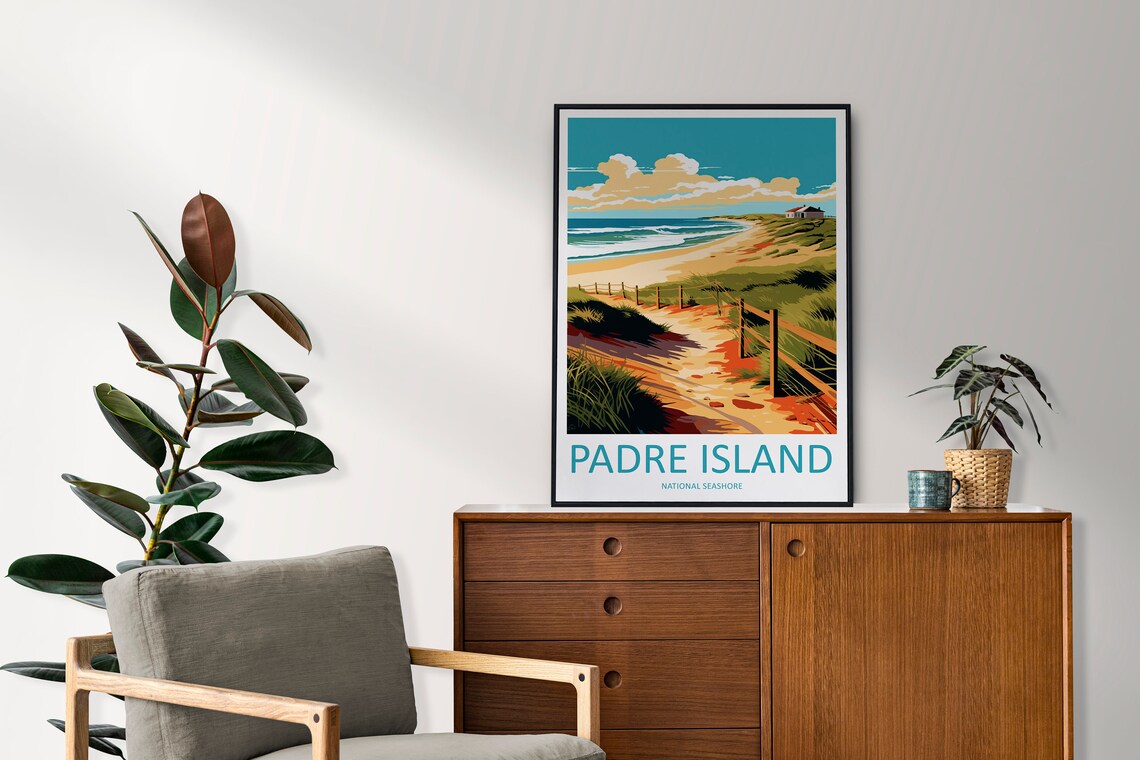 Padre Island Travel Poster, Texas Coastal Place - Image 2