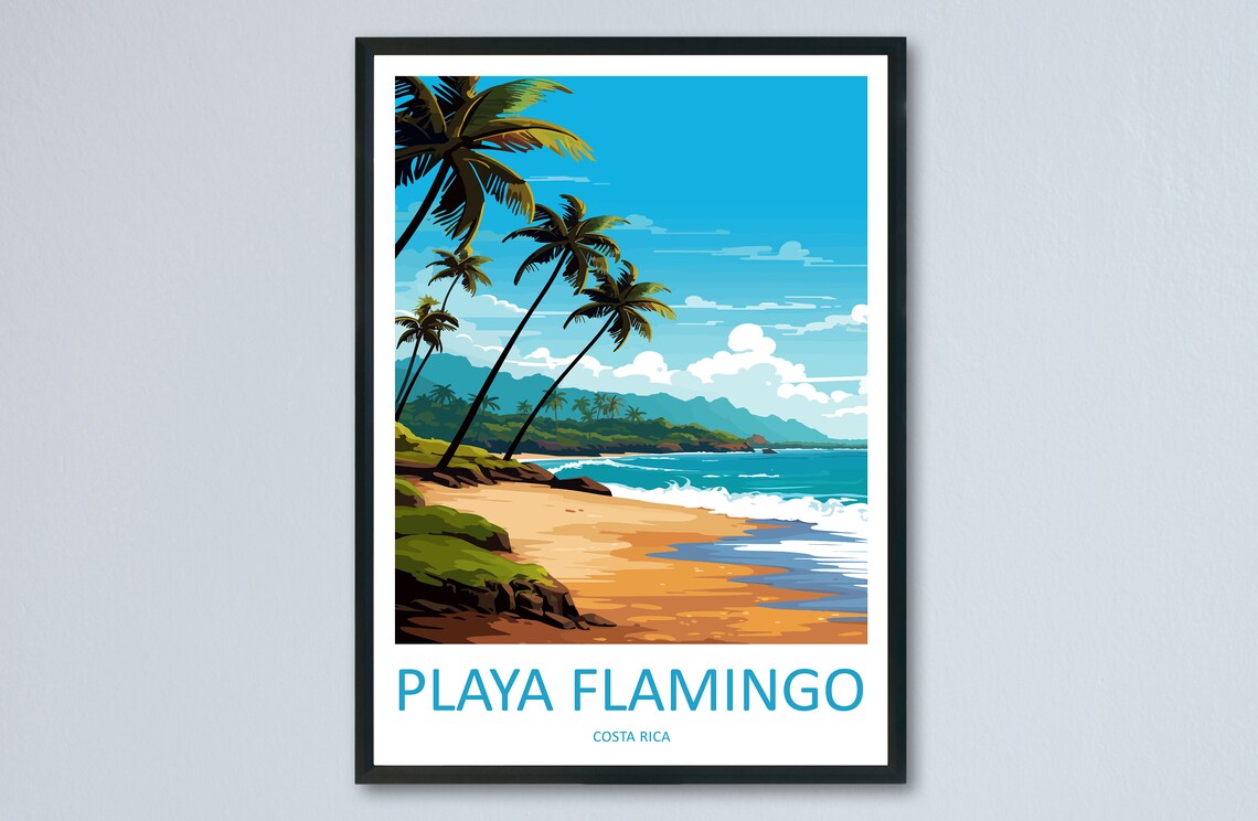 Playa Flamingo Travel Poster, Costa Rica Wall Art