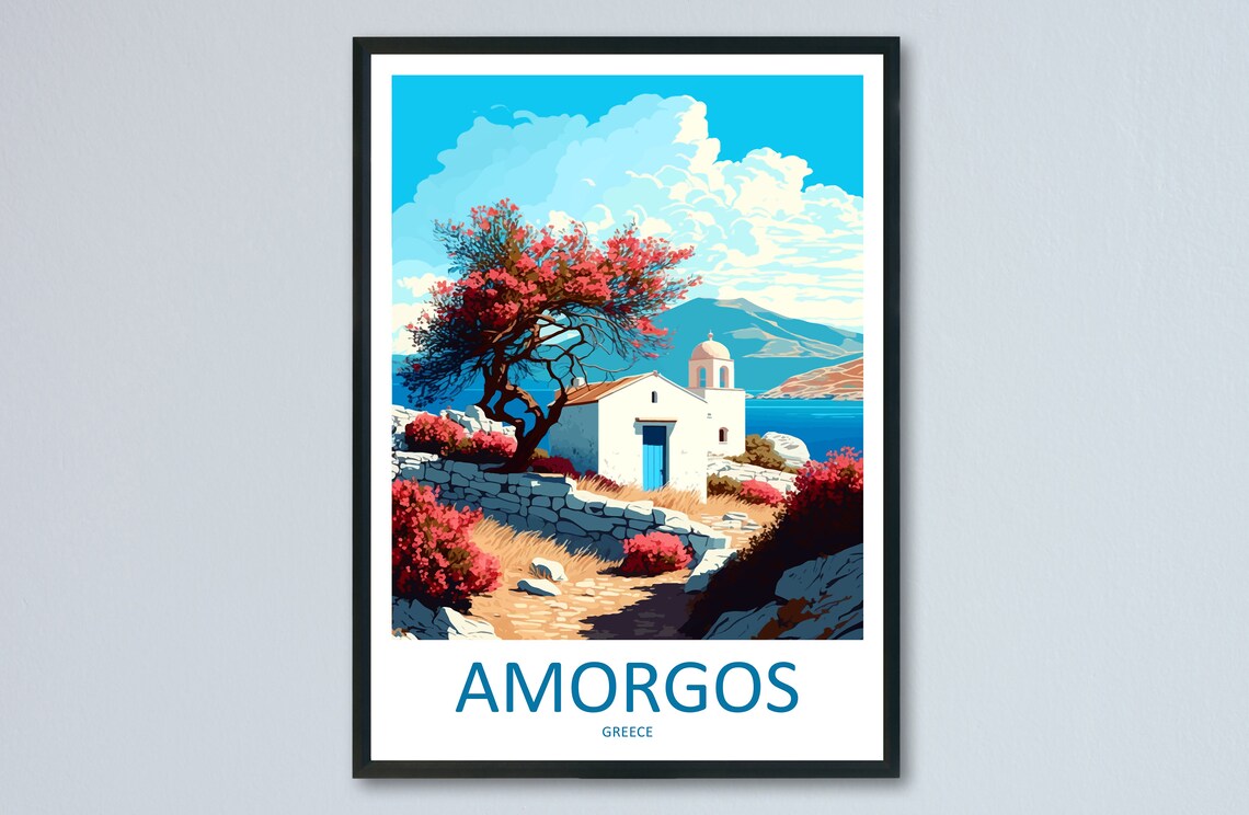 Amorgos Greece Travel Poster, Europe Decor