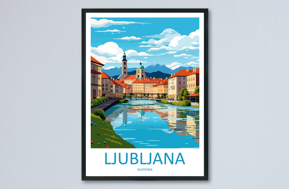 Ljubljana Travel Poster, Slovenia Wall Art Print