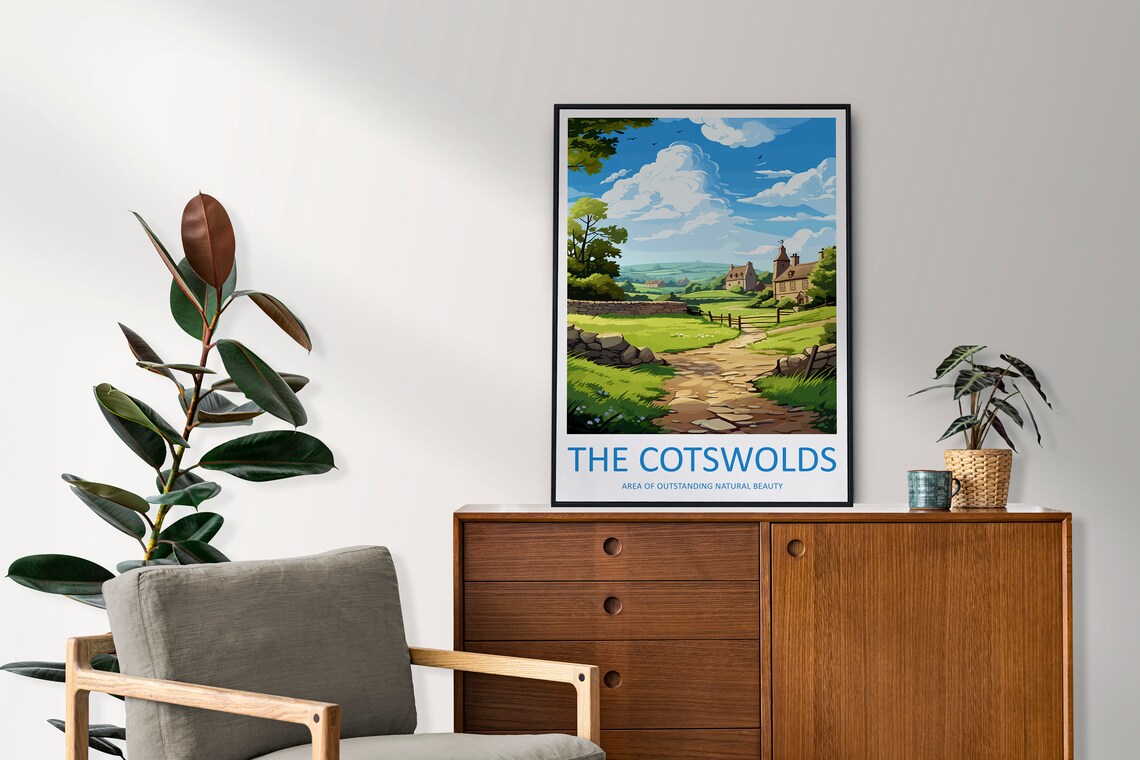 Cotswolds Travel Poster, UK Country Landscape - Image 2