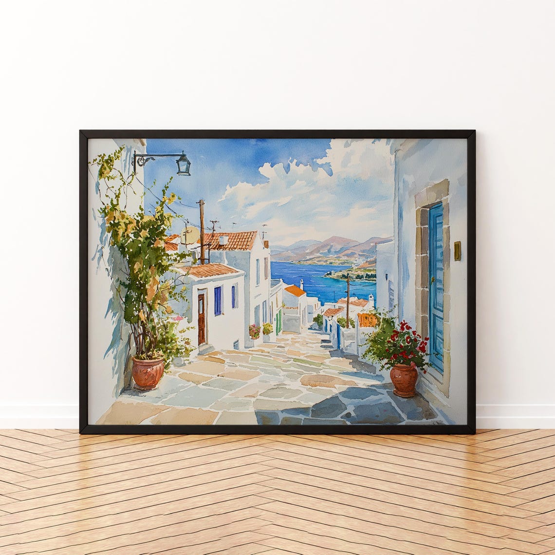 Syros Watercolor Poster Wall Art Hanging Home Dcor Gift Lovers Greece