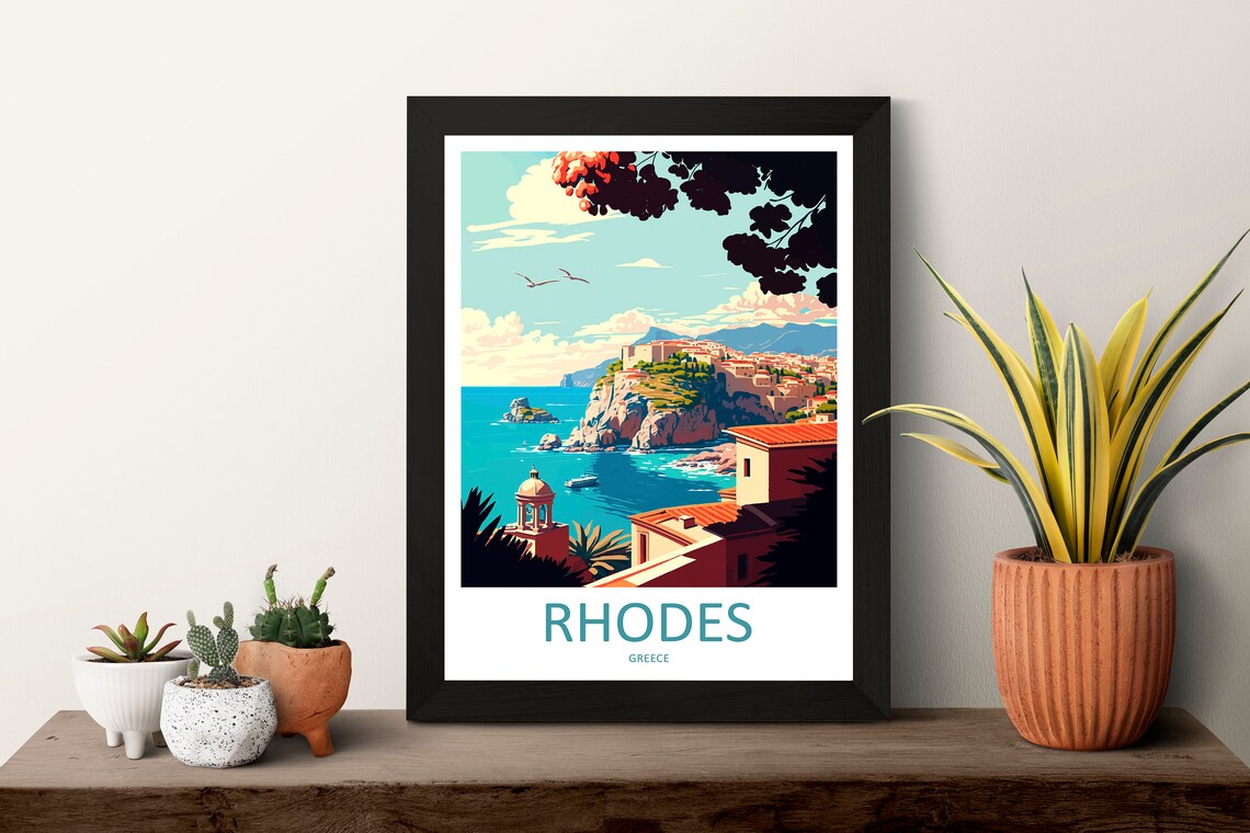 Rhodes Greece Travel Poster, Europe Wall Art Print - Image 3