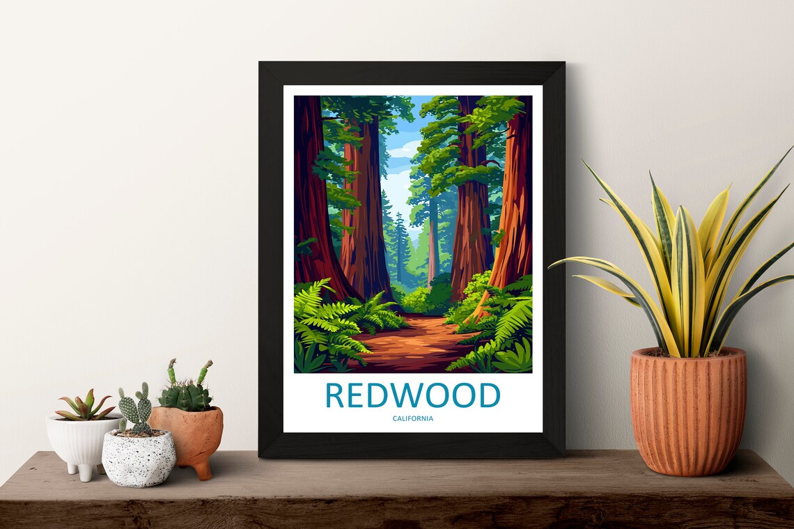 Redwood National Park Travel Poster, California Landscape - Image 3