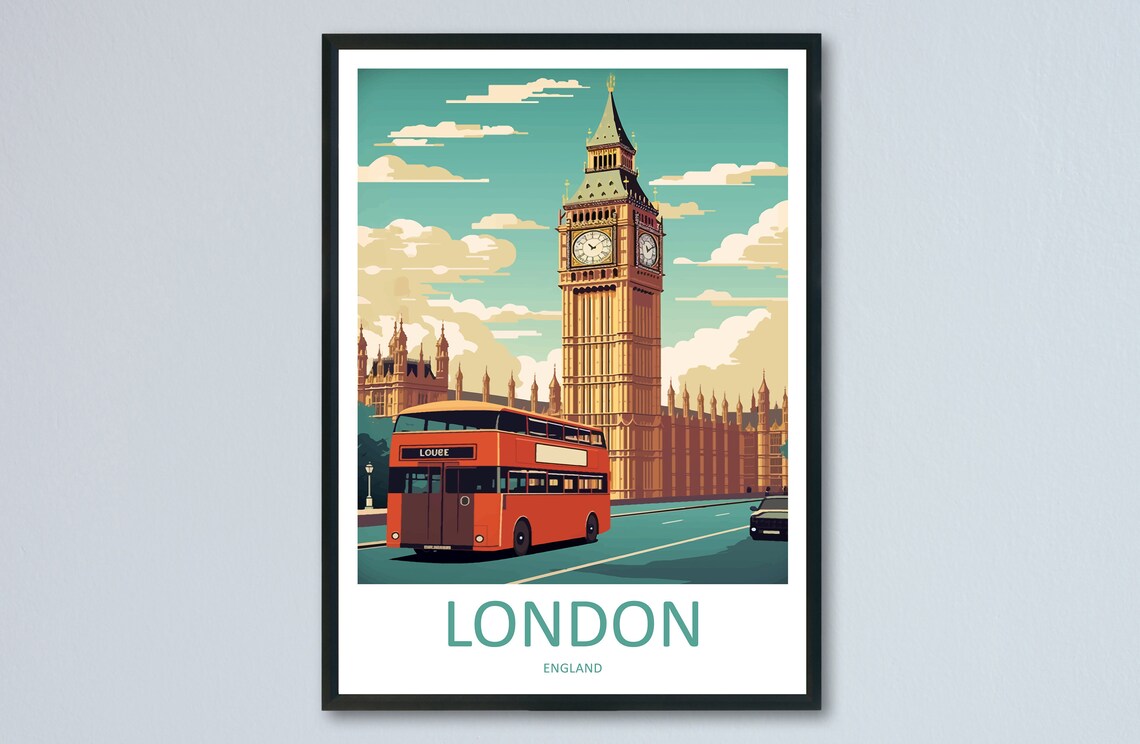 Big Ben Travel Poster, London Landmark Wall Art