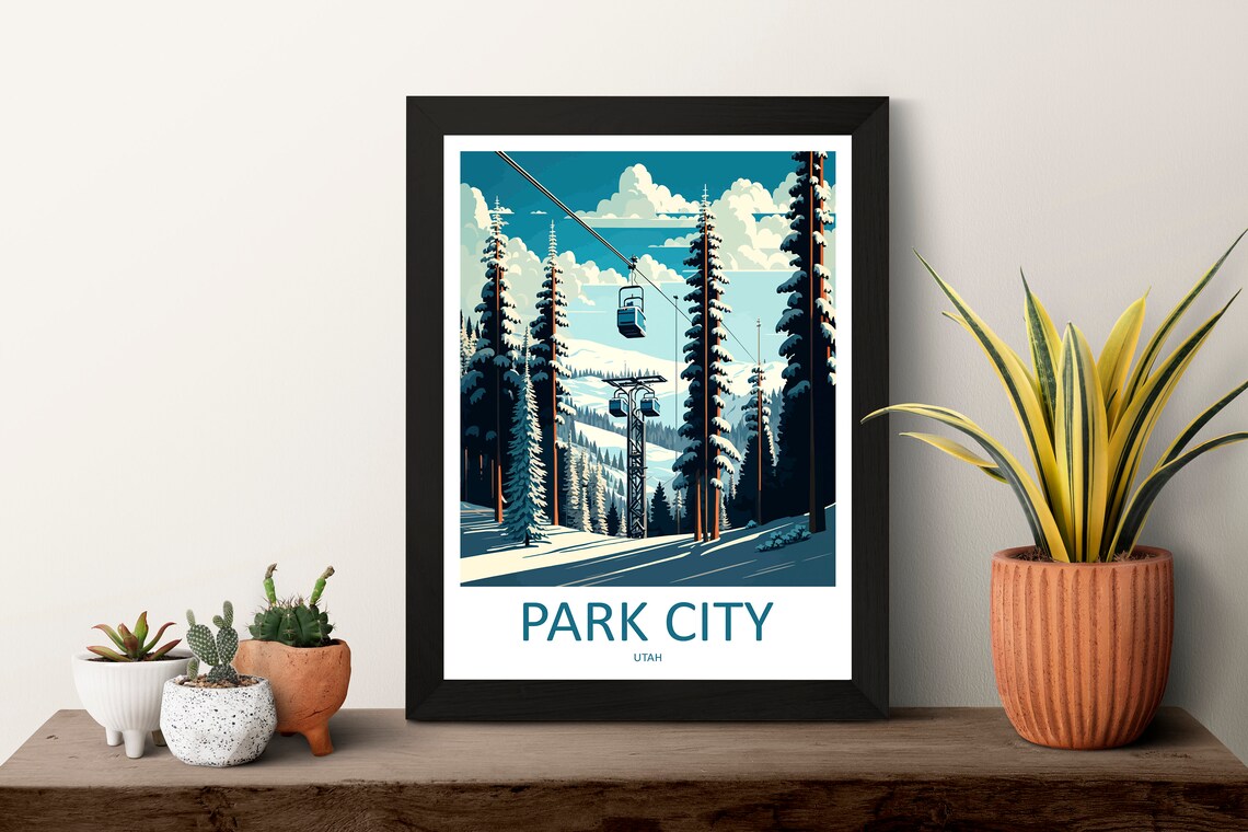 Park City Travel Poster, Skiing Wall Art - Image 3