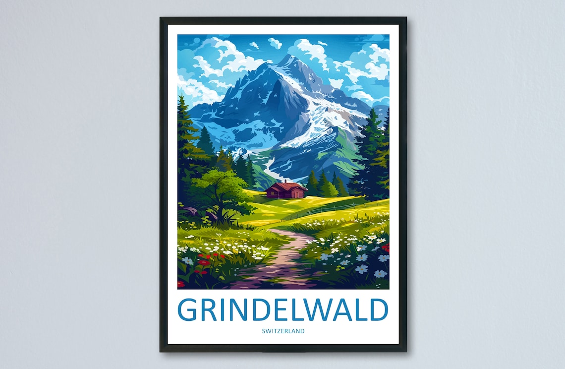 Grindelwald Travel Poster, Switzerland Wall Art