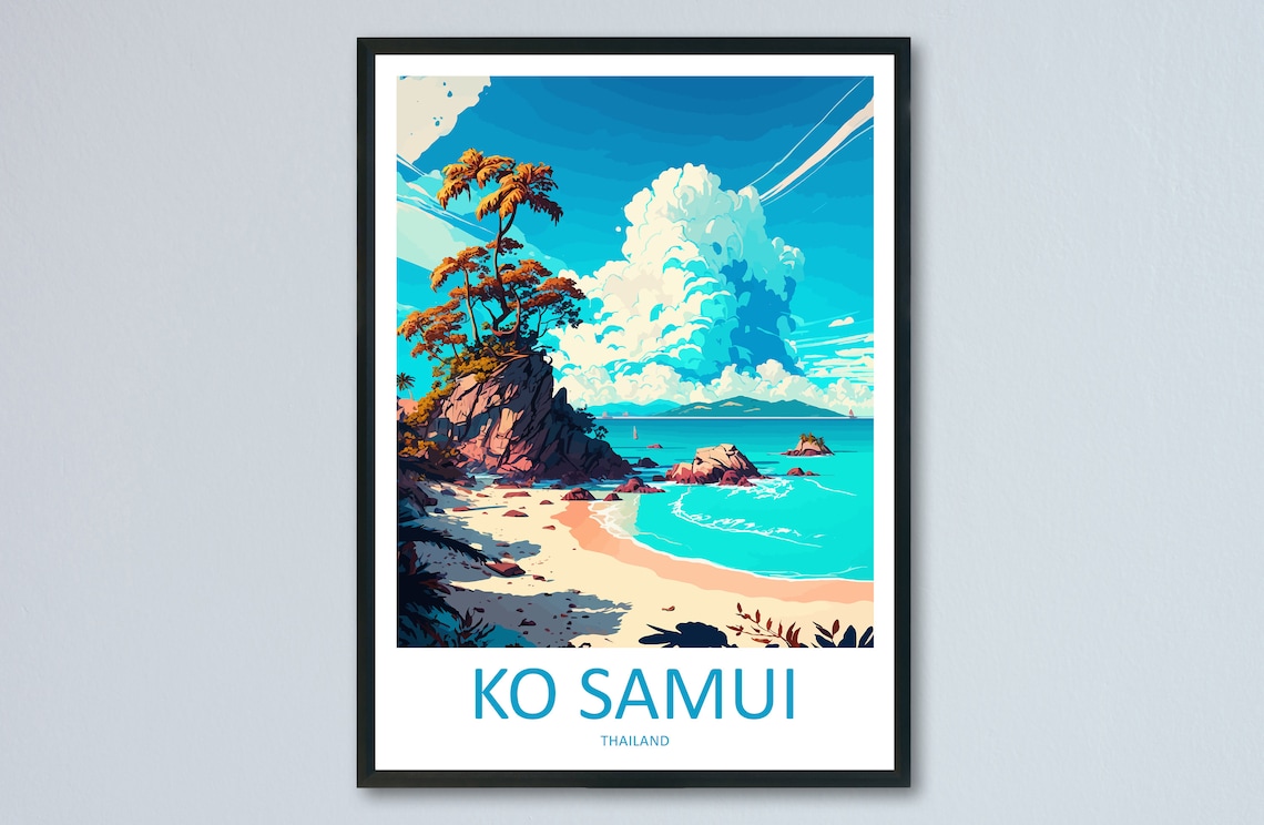Ko Samui Travel Poster, Thailand Place Print