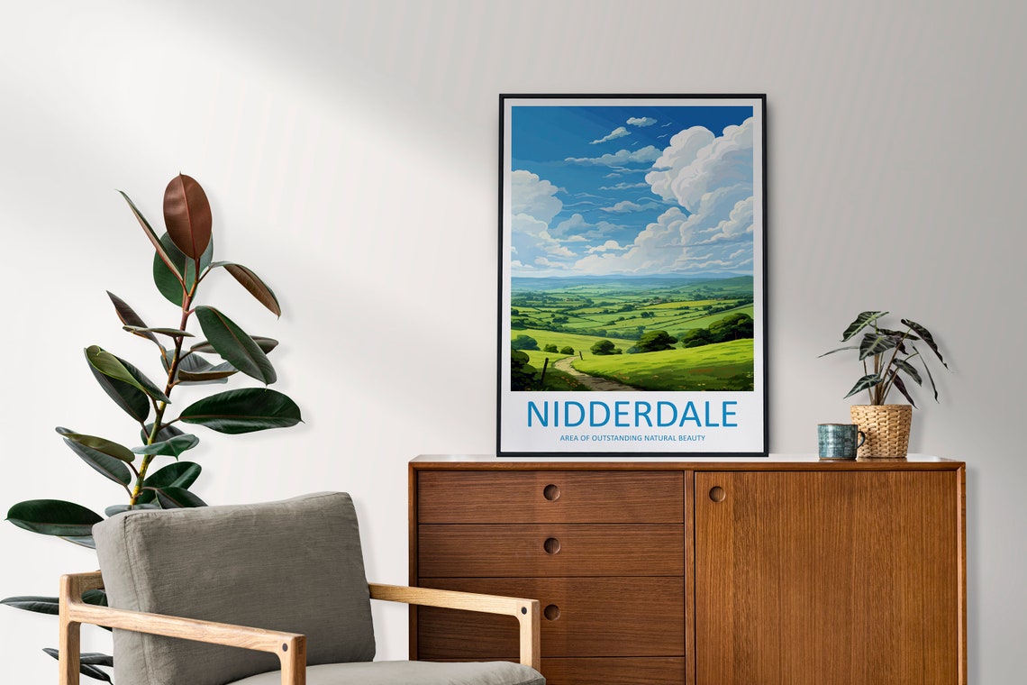 Nidderdale AONB England Green Hills Countryside Path Travel Poster - Image 2
