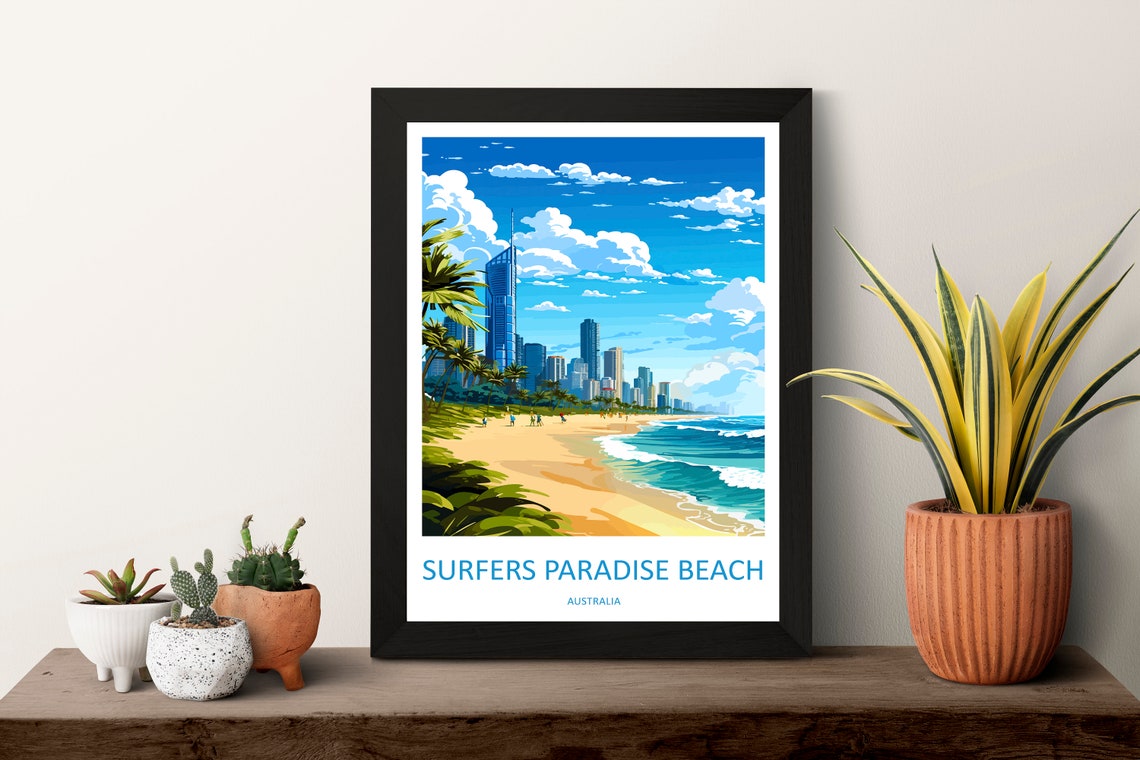Surfers Paradise Beach Gold Coast Skyline In Bright Sun Poster - Image 3