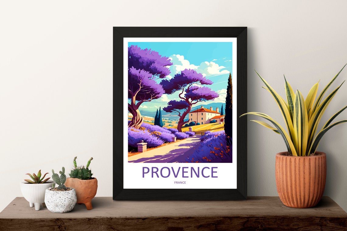 Provence France Lavender Fields Farmhouse Illustrated Travel Poster - Image 3