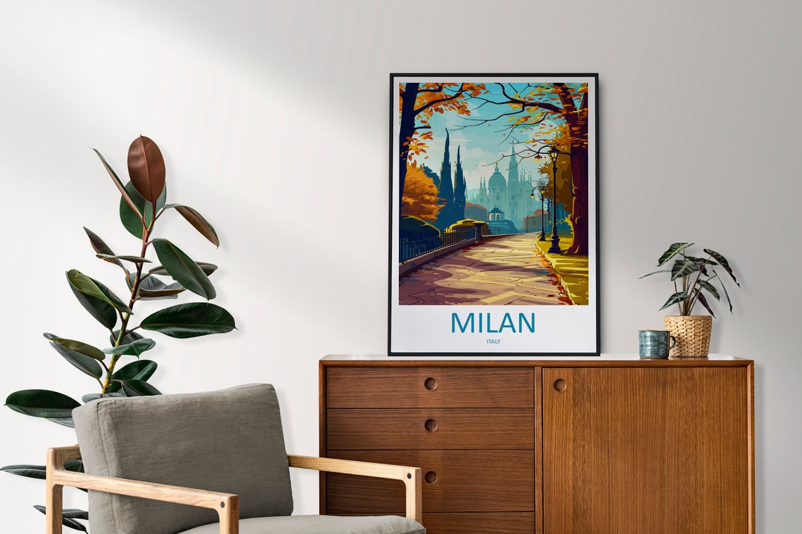 Milan Italy Autumn Walkway with the Duomo in the Distance Poster - Image 2