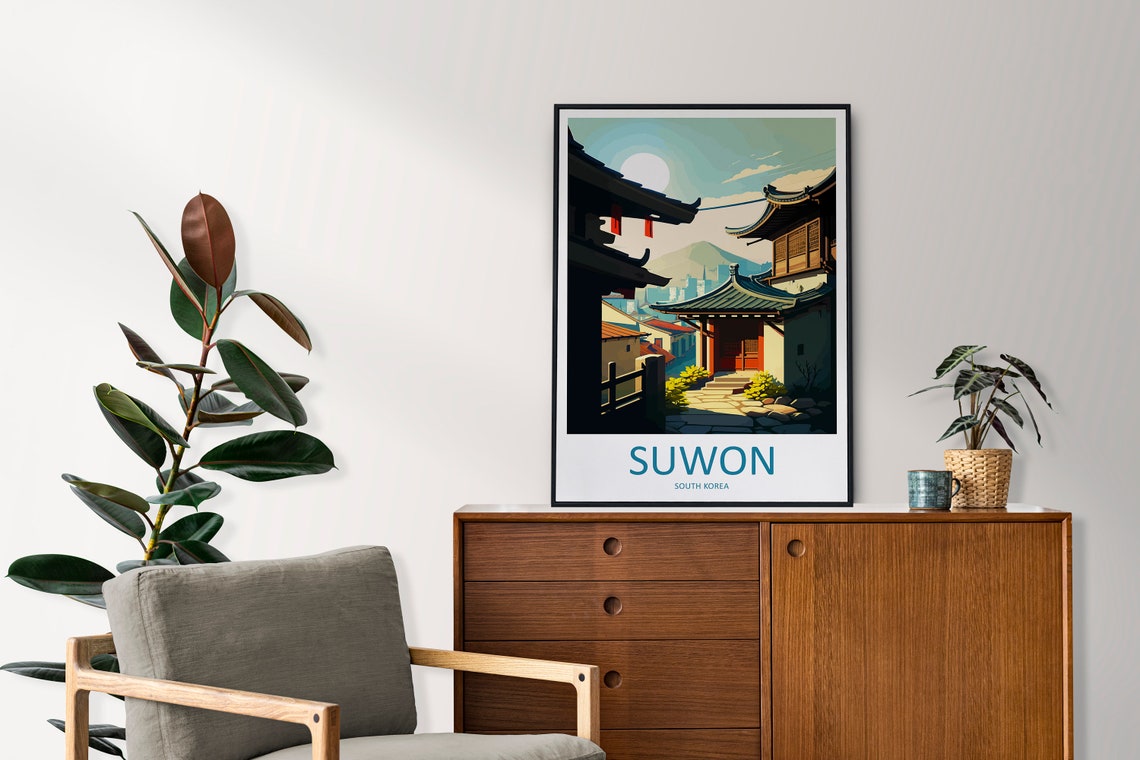Suwon South Korea Traditional Street Sunrise Scene Travel Poster - Image 2