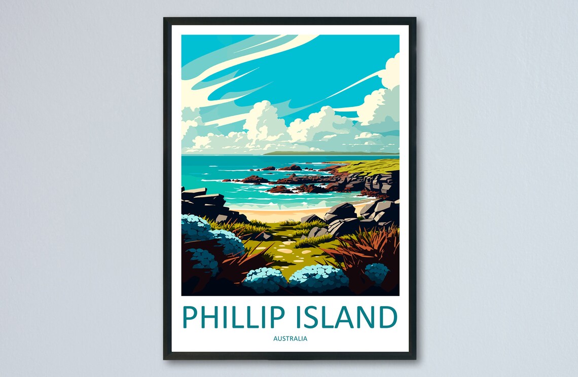 Phillip Island Travel Poster, Australia Travel Print
