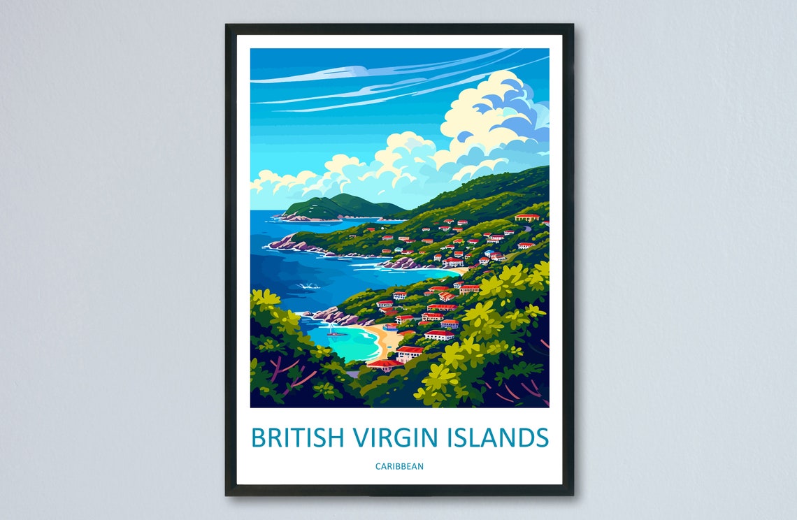 British Virgin Islands Caribbean Hills and Beaches Panorama Poster