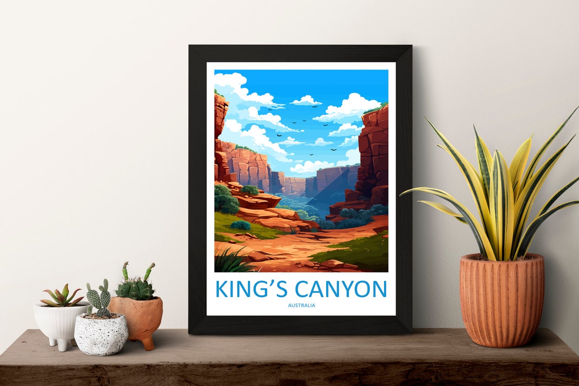 Kings Canyon Australia Red Rock Cliffs and Outback Trail Travel Poster - Image 3