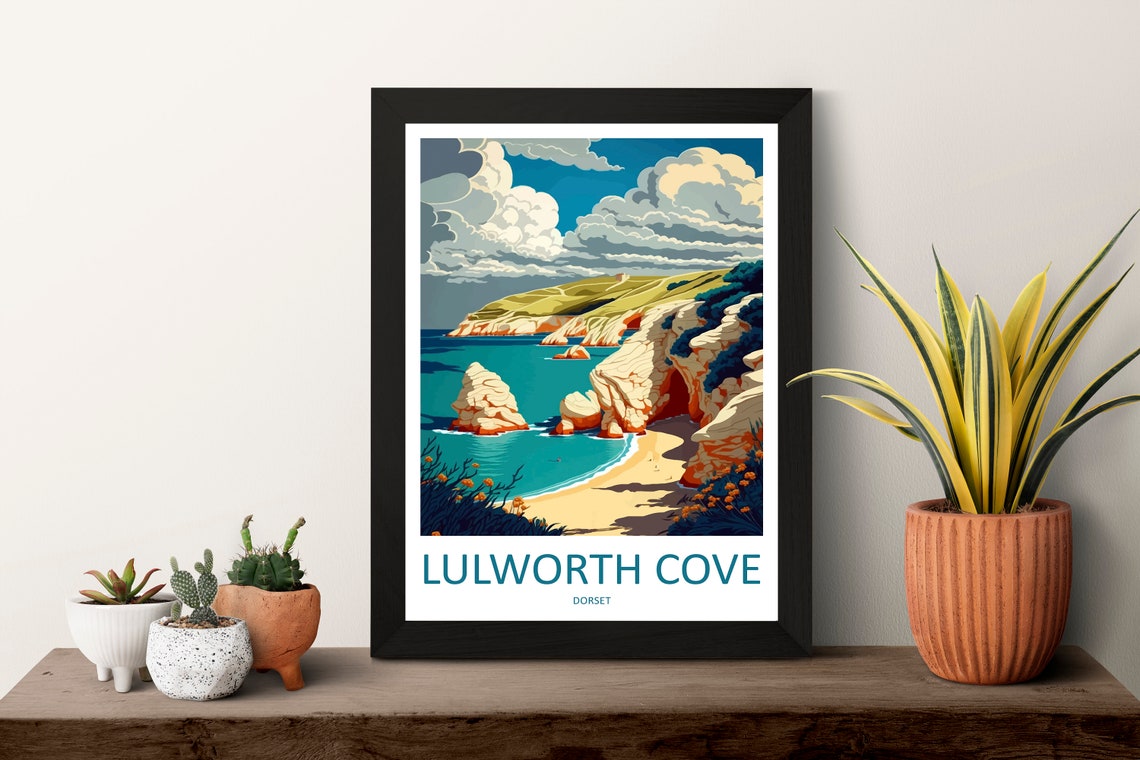Lulworth Cove Dorset Turquoise Sea White Chalk Cliffs Poster - Image 3