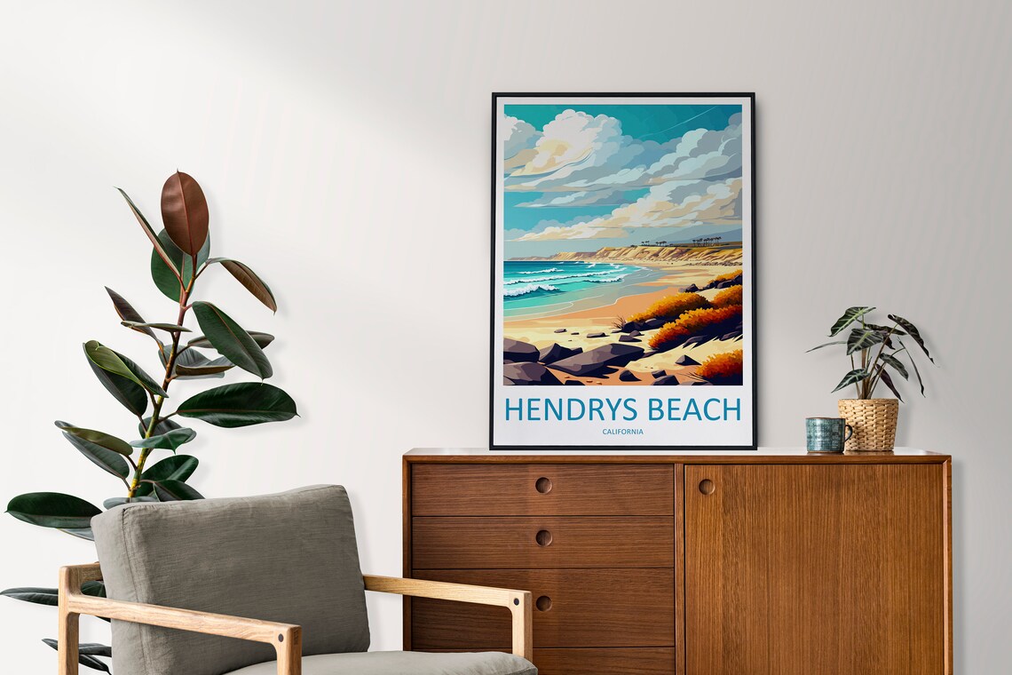 Hendrys Beach Travel Poster, California Wall Art - Image 2