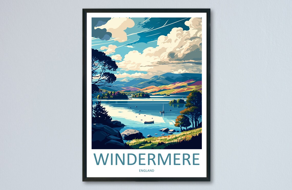 Windermere Travel Poster, England Wall Art