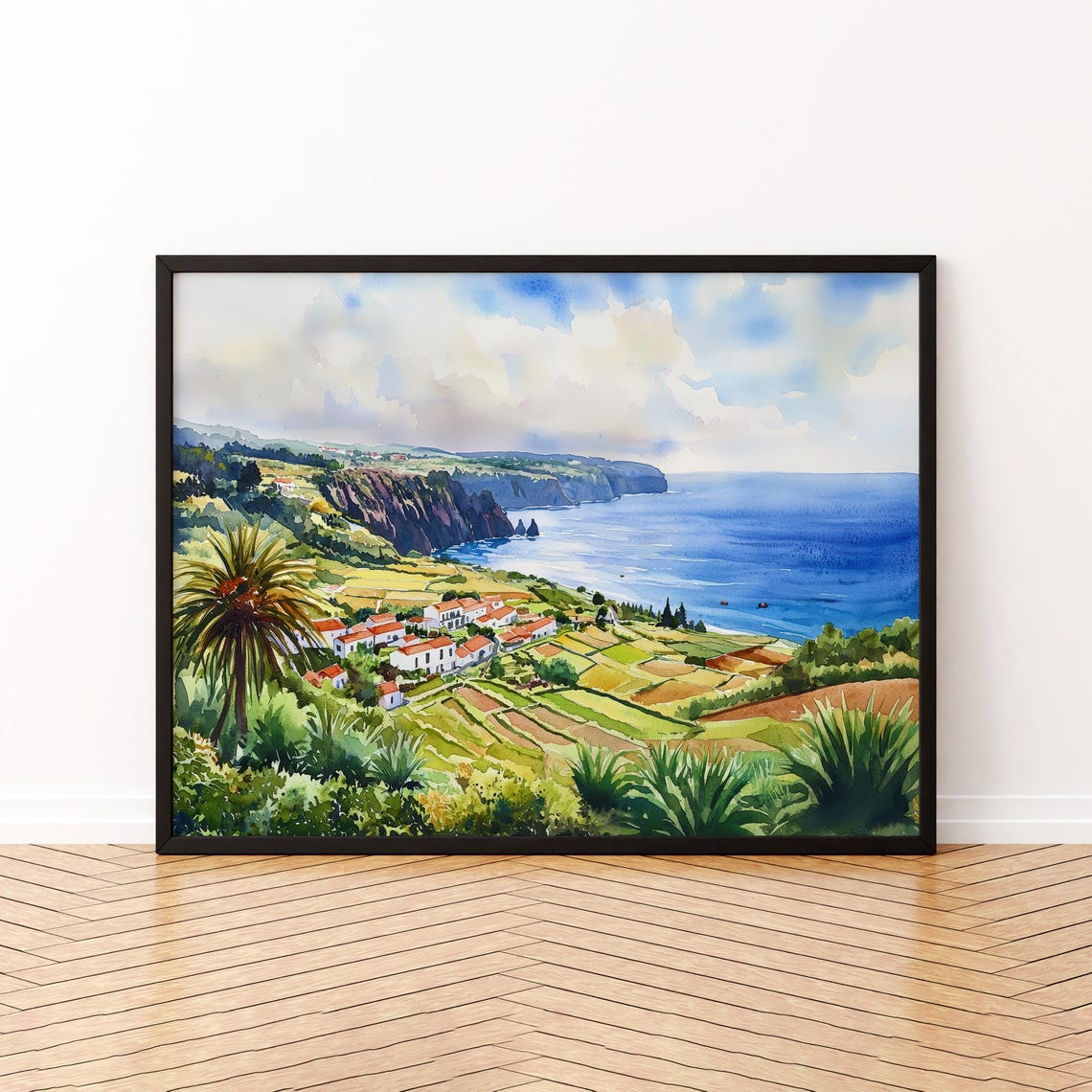 Azores Watercolor Poster Wall Art Hanging Home Dcor Gift Lovers Portugal