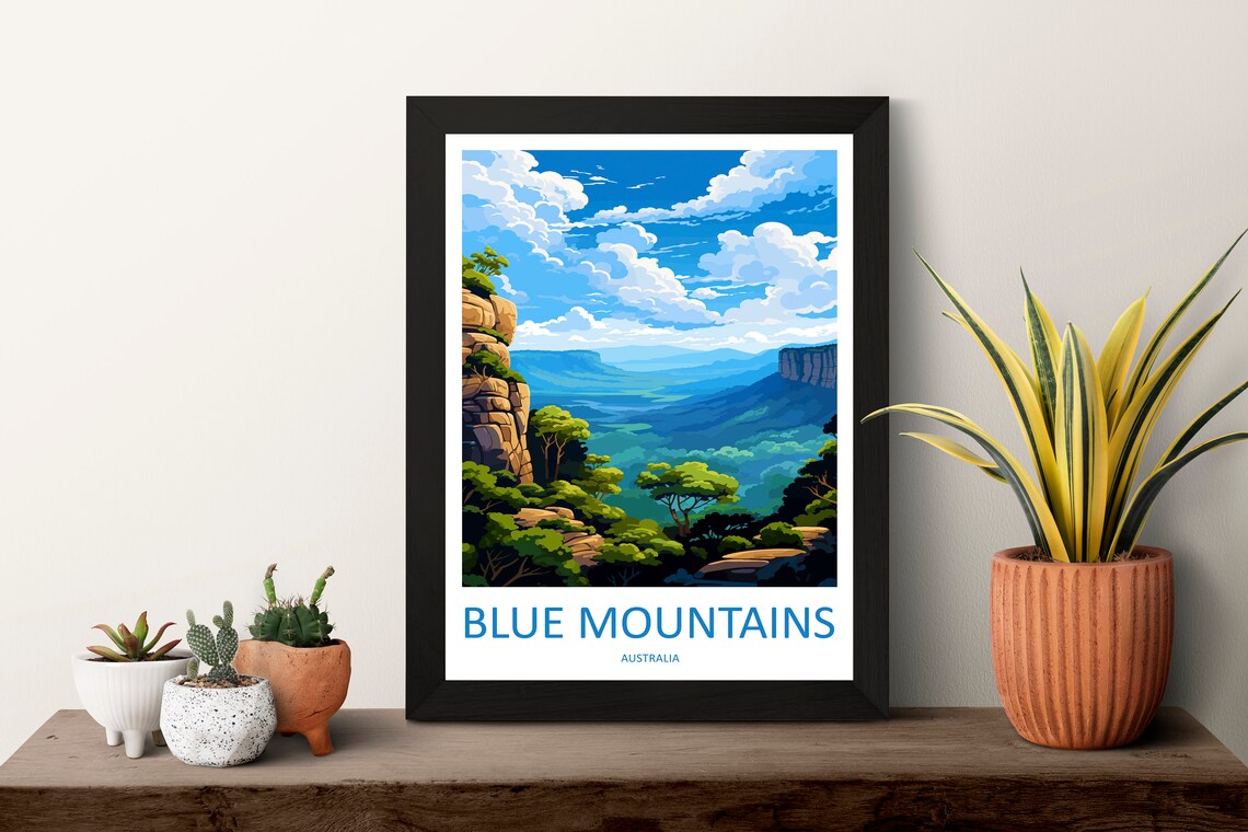 Blue Mountain Travel Poster, Australia Wall Art - Image 3