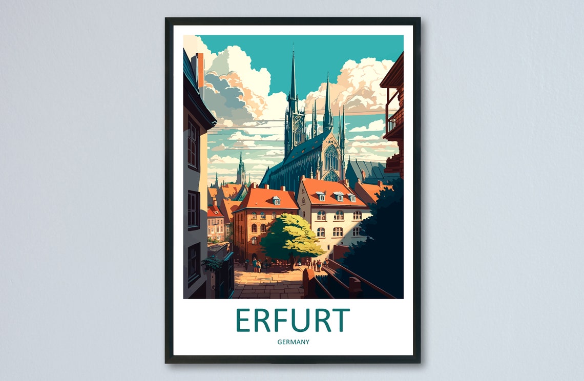 Erfurt Travel Print Wall Art Erfurt Wall Hanging Home Dcor Erfurt Gift Art Lovers Germany Art Lover Gift Erfurt Art Erfurt Travel Gift