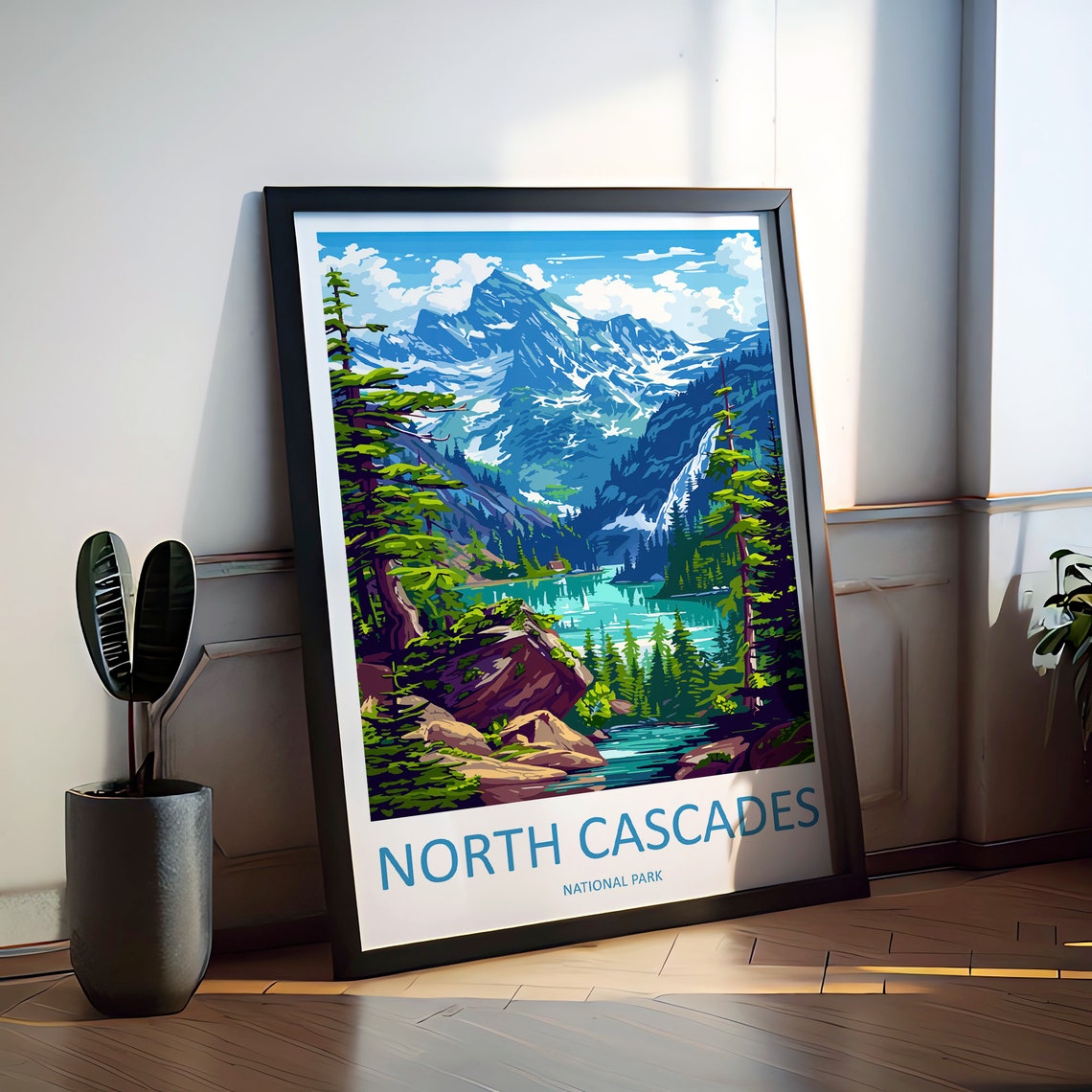 North Cascades Alpine Lake Snowy Peaks Washington National Park Poster